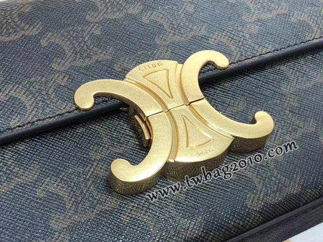 Celine專櫃2023新款小號TRIOMPHE CANVAS標誌印花鏈條包 賽琳凱旋門鎖扣金屬鏈條腋下包 sldj2400